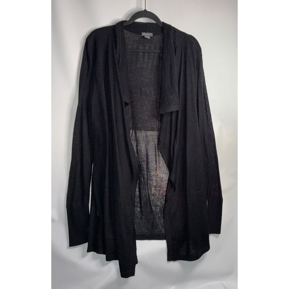 Eddie Bauer Sweaters - Eddie Bauer Waterfall Open Cardigan XL Black Wool Blend Lightweight Pockets